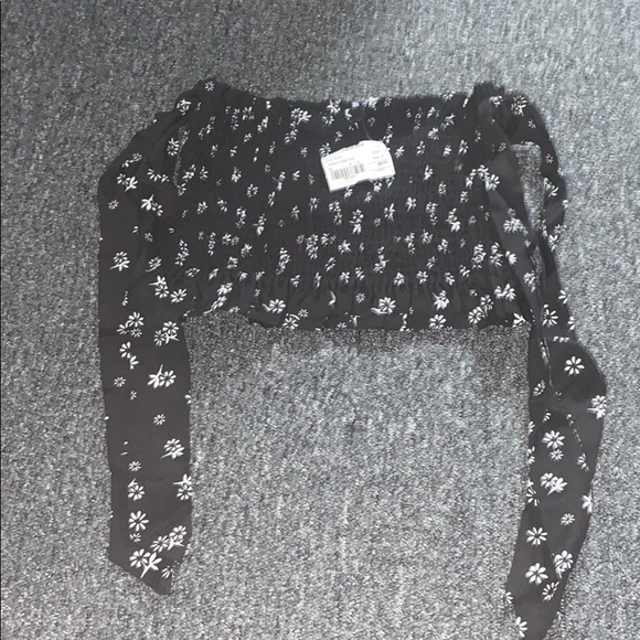 Tasha tube top. Daisy ditzy black white pattern. - Picture 2 of 7